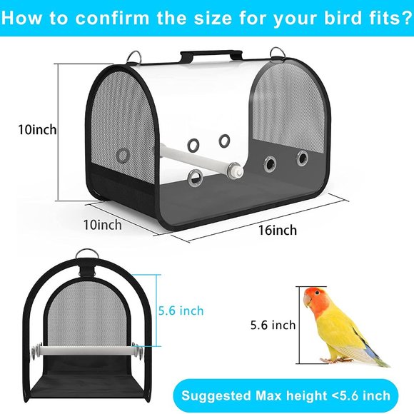 Final Sale- Small Animal Carrier Breathable Travel Cage W/Perch Mesh Folding Bag - Picture 5 of 11